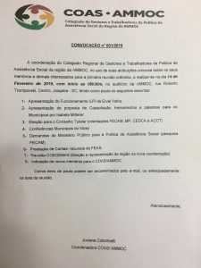 Read more about the article Reunião colegiado regional de gestores e trabalhadores de assistência social da região da AMMOC